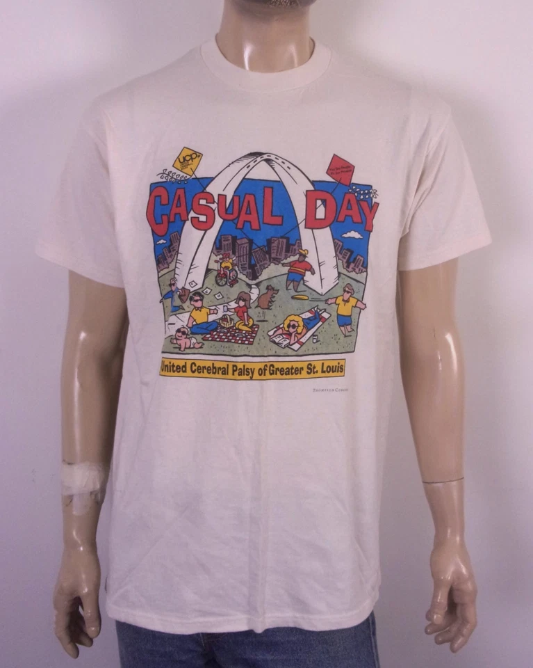 Camiseta De Colección Años 90 Delta St. Louis Region United Parálisis Cerebral Arco Arte Pop XL Foto 2 de 4