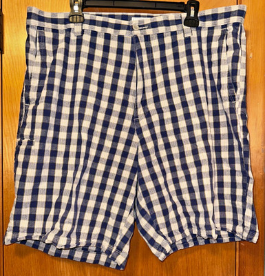Dockers Mens Flat Front Relaxed Fit Plaid Chino Preppy Summer Shorts Size 38