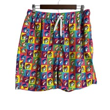 Buc-ees beaver swim trunks men's XL colorful checkered retro brief lined novelty
