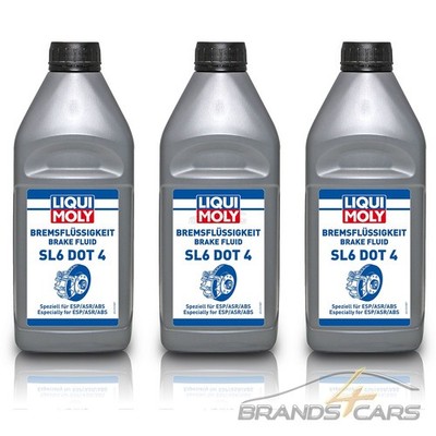 3x 1 L LITER LIQUI MOLY BREMSFLÜSSIGKEIT SL6 DOT-4 BRAKE FLUID  BREMSE 50687743