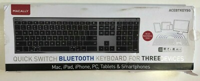 Macally QUICK SWITCH Keyboard for 3 Devices - ACEBTKEYSG - NEW