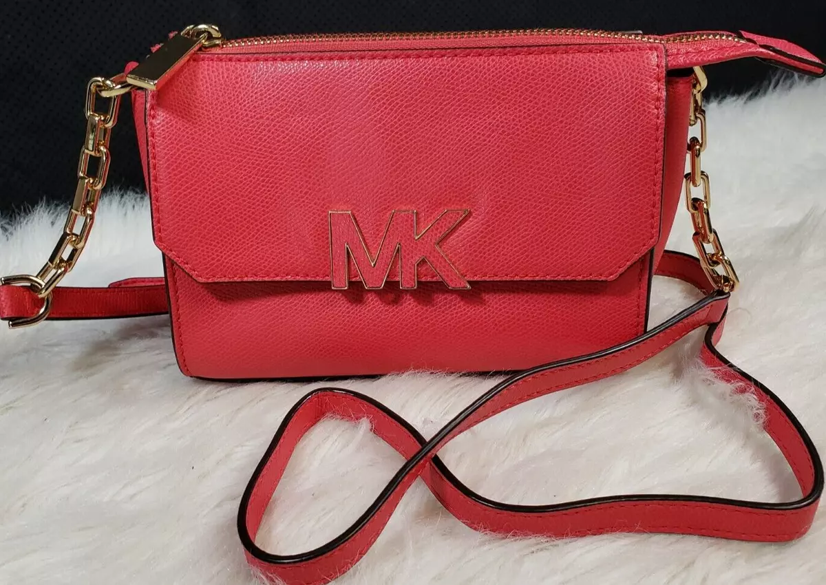 Michael Kors Small Bright Pink Leather Crossbody Shoulder Bag