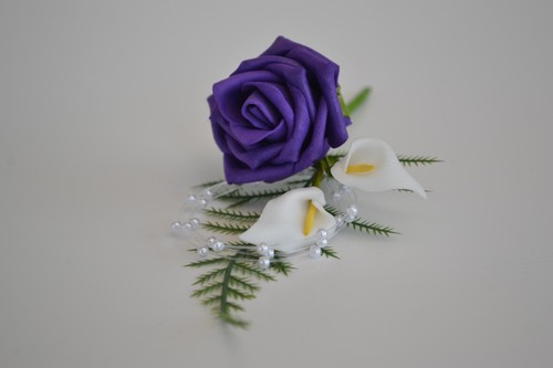 ROSE CORSAGE WEDDING BUTTONHOLE VARIETY COLOURS GROOM BEST MAN GUEST CALLA LILY - Picture 33 of 52