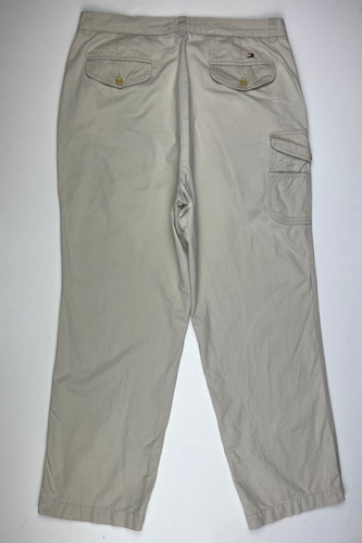 TOMMY HILFIGER CARGO TROUSERS W36"-L31" Men`s Regular Fit Cream Vintage - Imagen 6 de 9