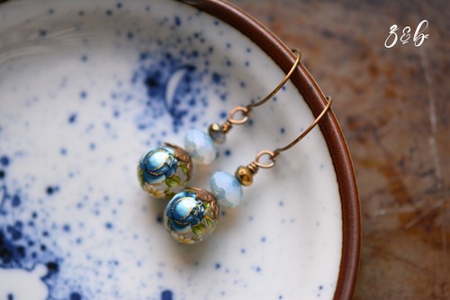 Handmade, Nickel + Lead Free Vintaj Brass, Czech Glass, Pink Flower, Pale Green - Picture 3 of 7