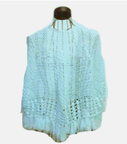 Crochet Cape for Girl Open Work Lightweight Baby Blue or Pink - Picture 6 of 14