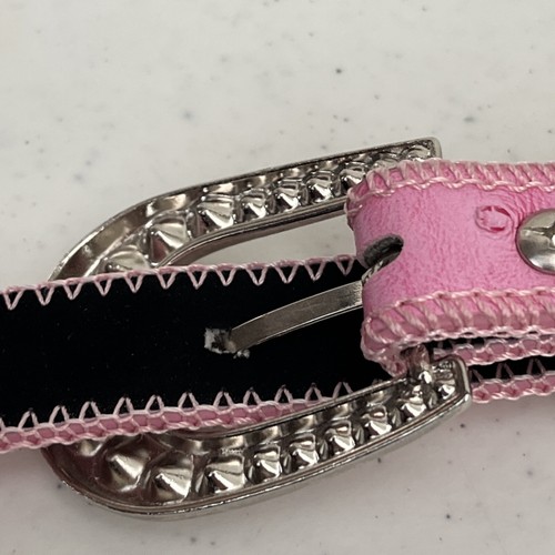 Shyanne Pink Ostrich Faux Leather Rhinestone Diamonds Western Belt Size 22 - Picture 12 of 20