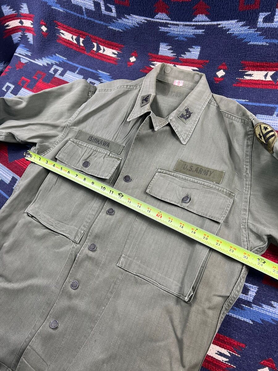 Vintage 40s WW2 US Army HBT Jacket Shirt 13 Star Button