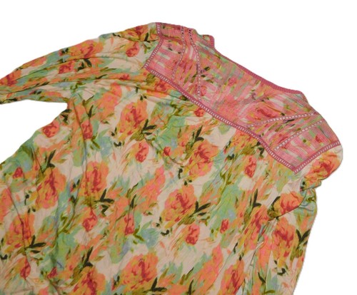 Soft Surroundings Shirt Womens Med Embroidered Tunic Pink Floral Boho Hippie Top - Picture 8 of 16