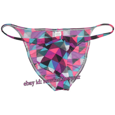 Men's Bikini Briefs Soft String Underwear Bulge Pouch Beach Trunks Slip Floral