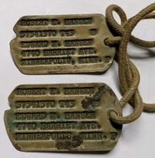 WW2 US Army Next of Kin Dog Tag Pair - Robert E. Hansen 37541370 T43 XB