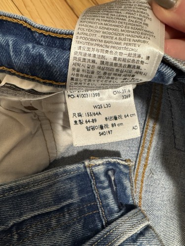 Levis 501S Denim Jeans Womens 25x30 Blue Skinny Casual 5 Button Fly Distressed - Picture 5 of 8