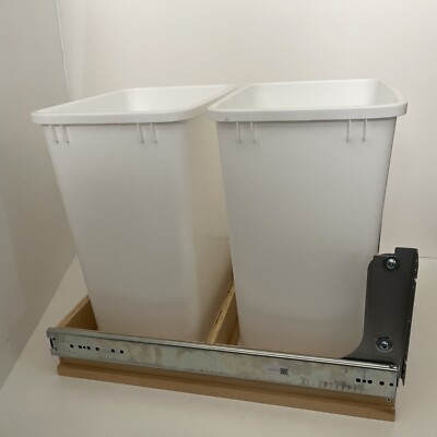 Rev-A-Shelf 4WCTM-18DM2-419-FL Double 35 Qt Top Mount Waste Container Wood Frame