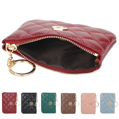 Women Coin Purse Change Wallet Small Leather Zipper Card Holder Keychain Wallets