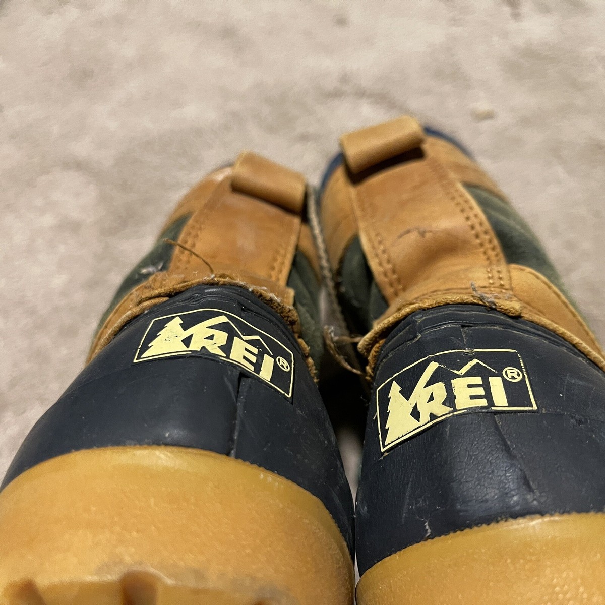 REI Mens Duck Boots Brown Leather Hiking Trail Lace Up 