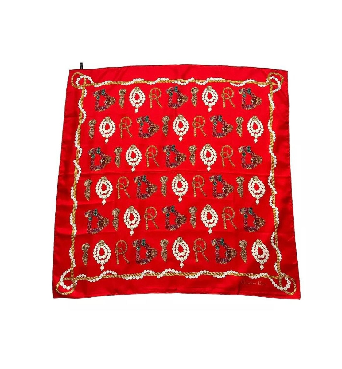 S5# Christian Dior Silk scarf red 34 inch made in Italy | eBay