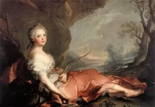 Oil painting jean marc nattier - marie adelaide of france as diana in landscape