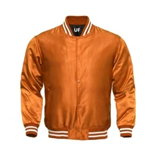 Varsity Jacket Letterman Jacket Orange Satin Jacket  All Sizes