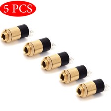 5 Pack Gold Plated 3.5mm Stereo Female Audio Jack Connector Panel Mount B156
