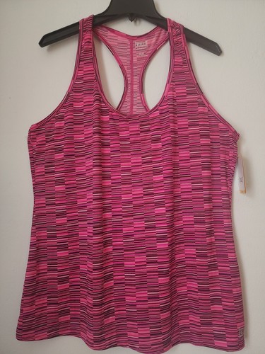 Everlast Damen-Trainingsshirt/Tanktop rosa feuchtigkeitsableitend gestreift Racerback XL