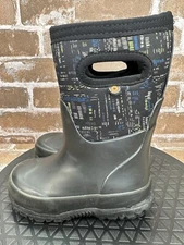Bogs Grasp Sparks Insulated Rain Winter Snow Boots Black Boys Toddler Size 7