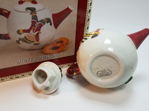 Merry Makers Elf Elves Mini Teapot Collector Series Debbie Mumm Sakura In Box - Picture 4 of 4