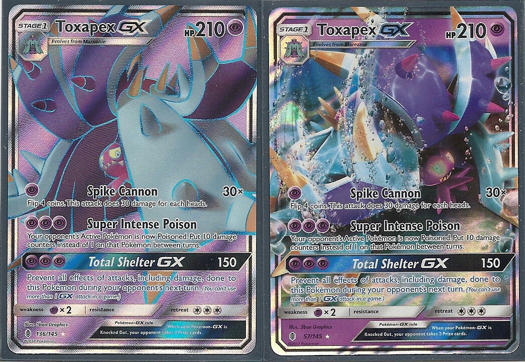 TOXAPEX GX FULL ART #136 + TOXAPEX GX #57 GUARDIANS RISING Pokemon