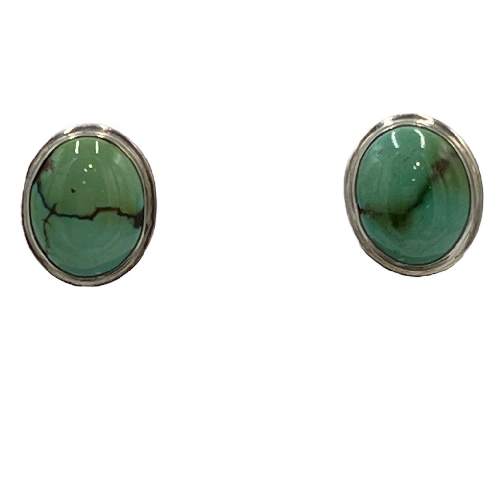 Sterling Silver Oval Turquoise Stud Earrings Sterling Silver Oval Turquoise Stud Earrings