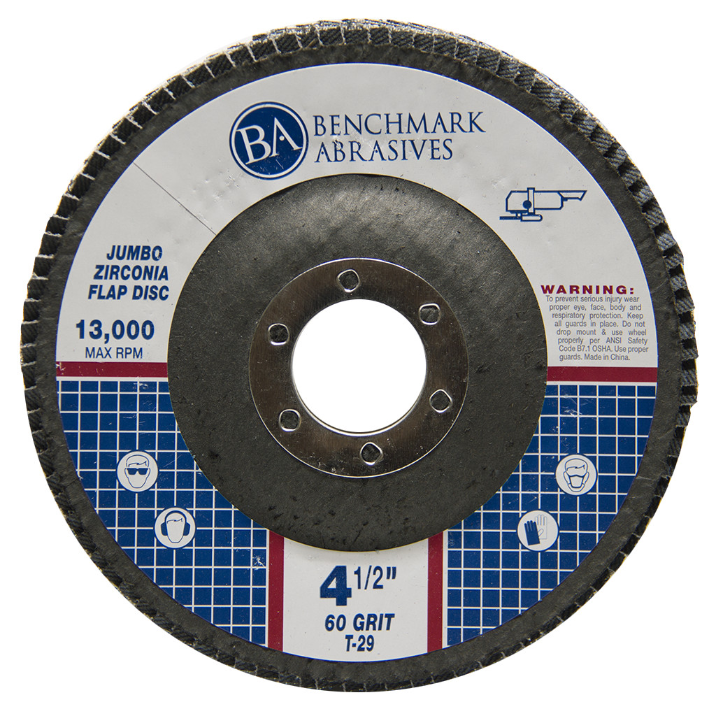 50 Pack 4.5” x 7/8" Jumbo 60 Grit Zirconia Flap Disc Grinding Wheels T29