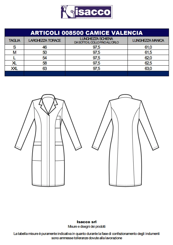 Isacco Camice Donna VALENCIA Bianco Slim Extra Light Misto Cotone Manica Lunga - Immagine 2 di 2