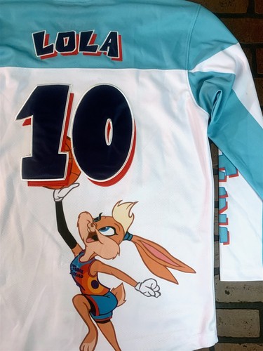 TUNE SQUAD Lola Hase Kopfbedeckung Klassiker Hockey blaugrünes Trikot ~ ungetragen ~ M L XL - Bild 3 von 6