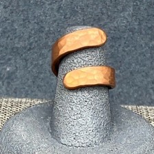 Hammered Copper Band Ring Size 6 Open Spiral Swirl Retro BoHo Artisan Handmade