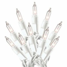 20ct Clear Miniature Light Set White Cord Wire Primitive Christmas Lights Craft