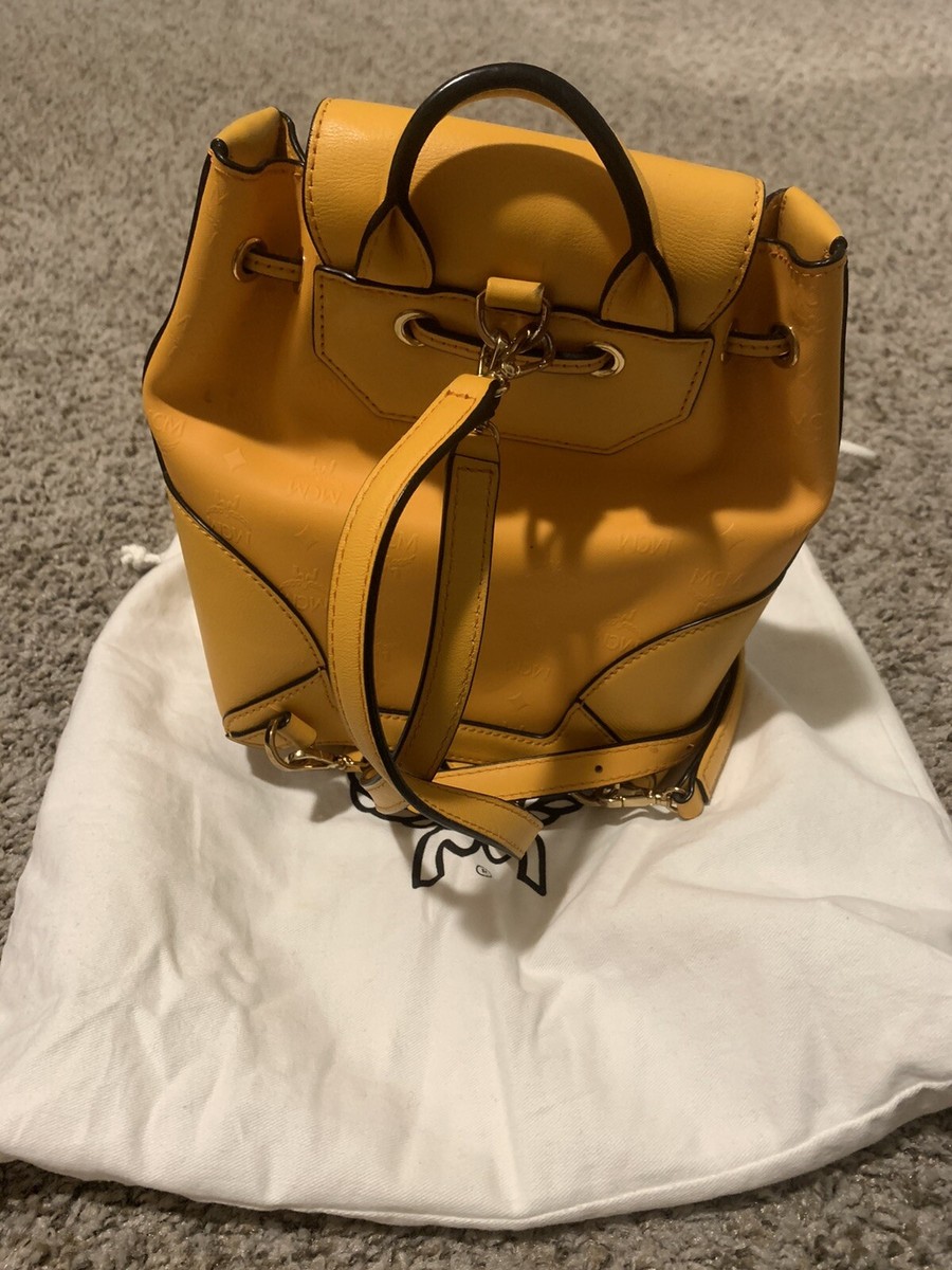MCM Claudia Yellow Monogram Studded Backpack MCM Backpack Claudia Studs Small Yellow | eBay main image 3