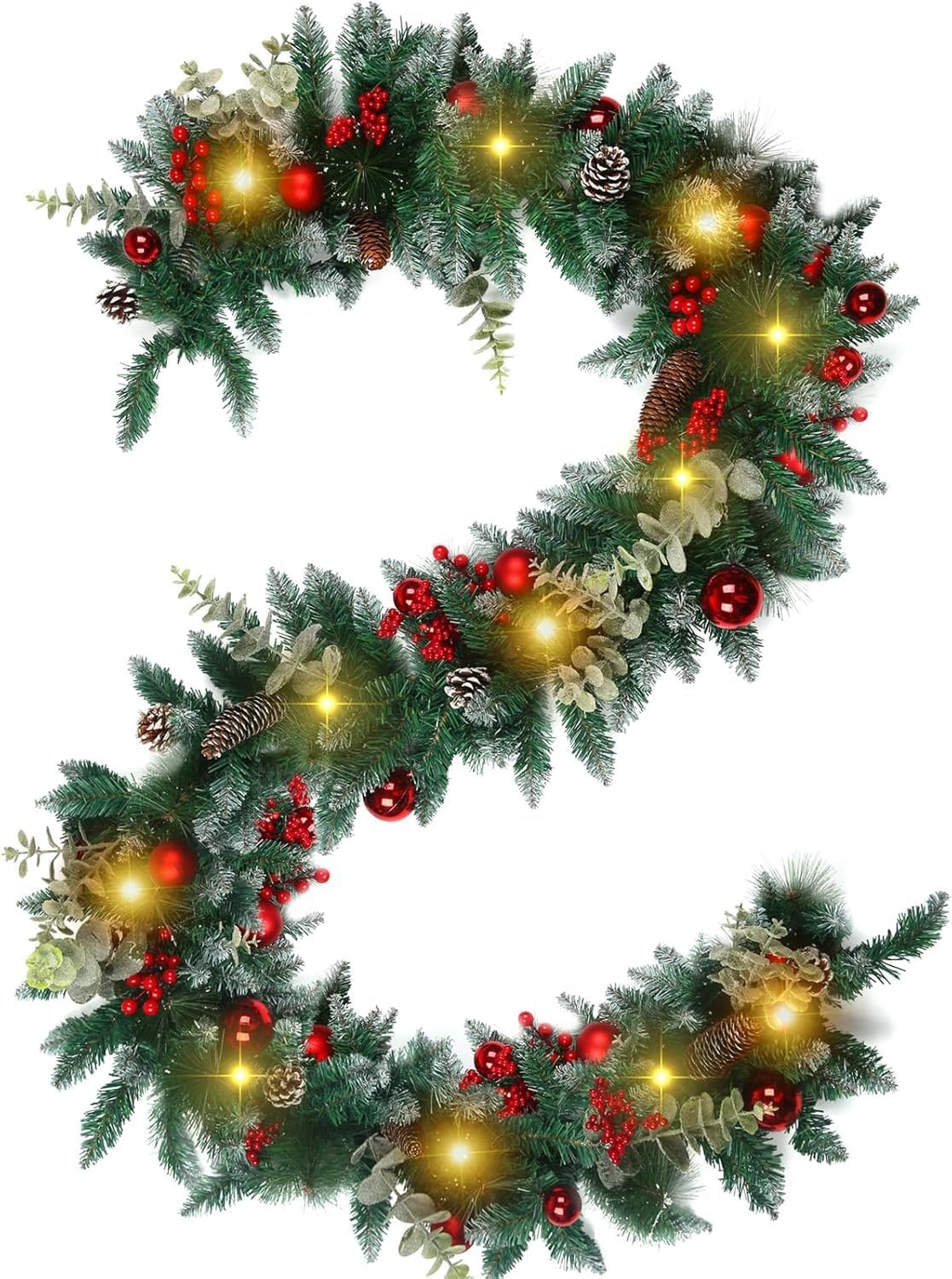 Garland Christmas Decorations, 9Ft Christmas Garland with Pine for Mantle Table