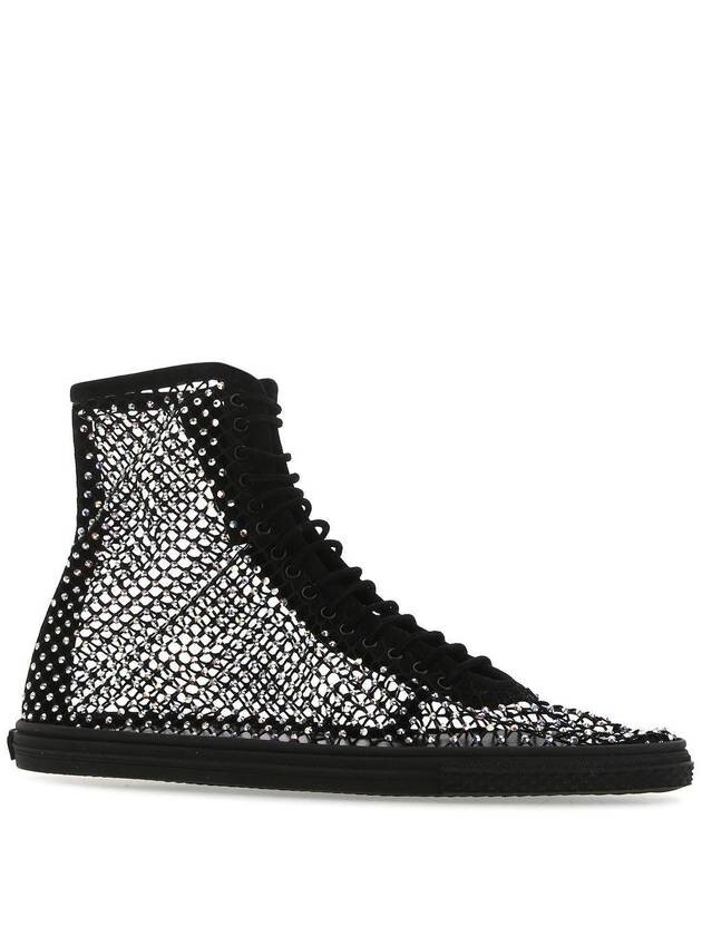 Sneakers alte Saint Laurent con strass nere taglia 38 nuove vendita al dettaglio $1190