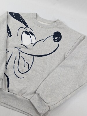 Disney Pluto Sweatshirt Adult Size XS Gray Heavyweight Big Print