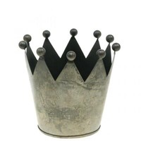 Deko Krone Antik Grau Metall Tischdeko Ø12,5Cm H12Cm Vintage