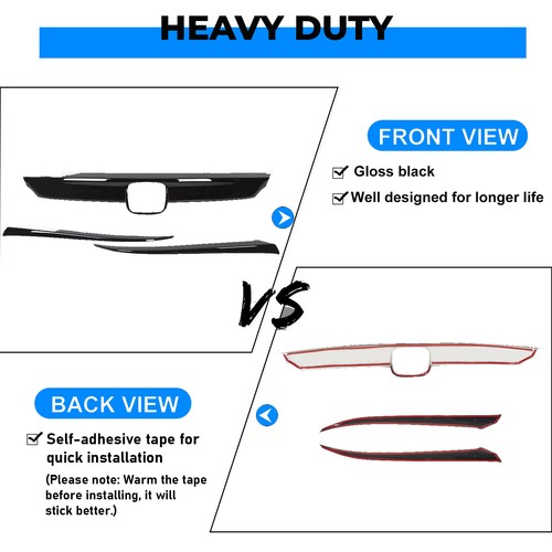 ABS Glossy Black Lip Front Grille Cover Moulding Trim For Honda Accord 2018-2020 - Picture 5 of 17