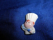 CHEF with WHISK COOK BAKER Flat Miniature Figurine FRENCH Porcelain FEVES Figure