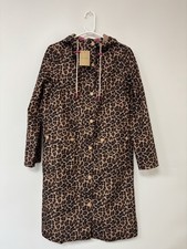 Women's Boden Longline Leopard Print Rain Mac Black Brown Size 6 Item U0363