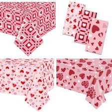3 Pack Valentines Day Tablecloths, Valentine'S Day Heart Tablecloth Disposabl...