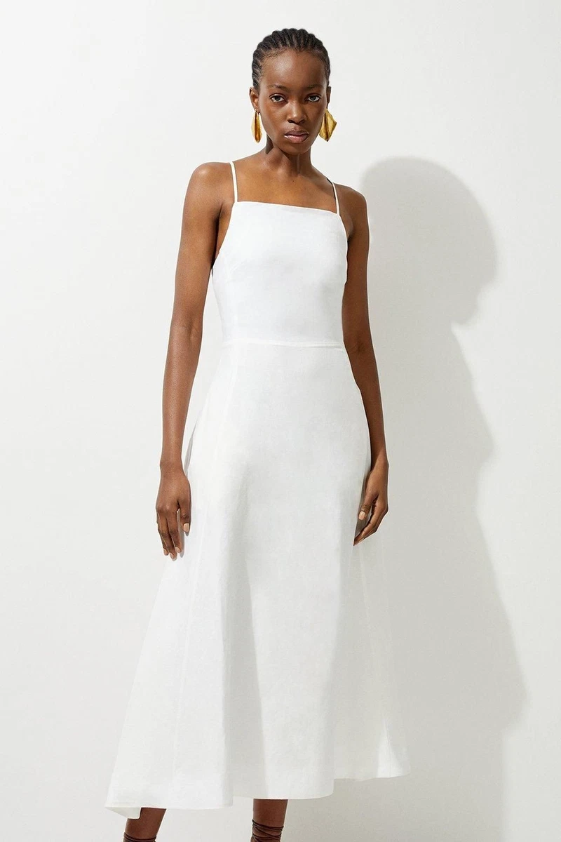 White Linen Dresses for Women for sale | eBay UK