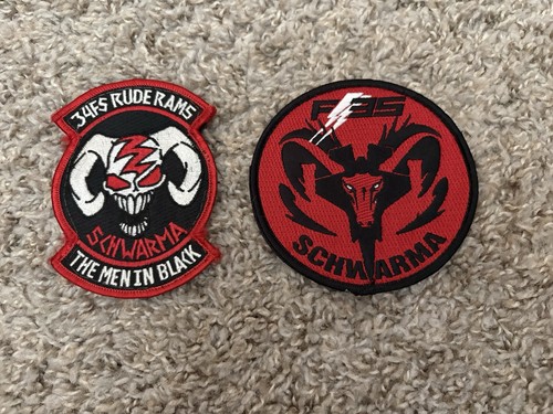 USAF Squadron Patches ~ 34th FS / F-35 Pilot Worn Pair ~ Hook Loop Backs