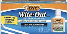 BIC Wite-Out Brand Quick Dry Correction Fluid, 20 ml Bottles, 12P X Correction