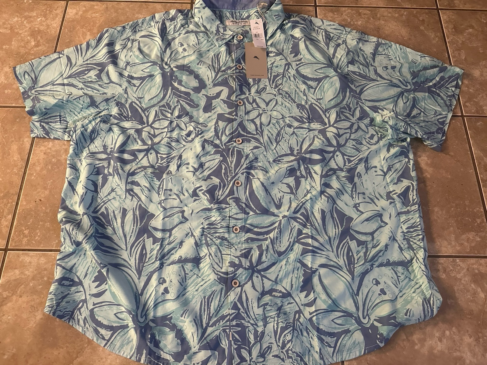 NWT Tommy Bahama 3XLB 3XL Big Woven Casual SS Shirt Multi Jet Ski Blue