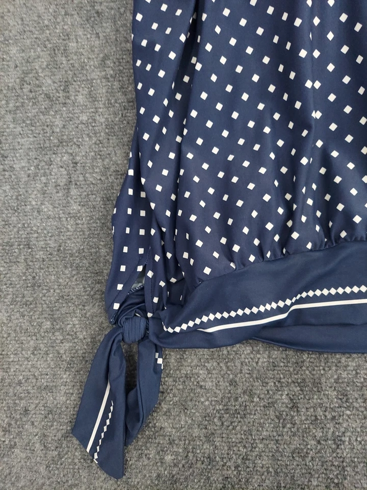 Beach House Swim Suit Tankini Top Womens 16 Blue Polka Dot Blouson Beach Travel - Image 3 of 4