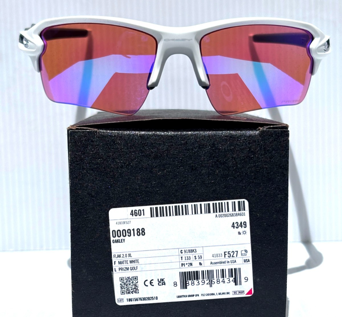 NEW Oakley FLAK 2.0 XL Matte White PRIZM Golf Lens Sunglass 9188