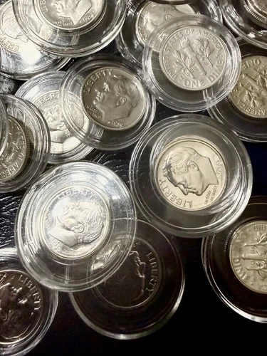 Pile Of .proof 0.9 Silver Cameo Roosevelt 10c coins