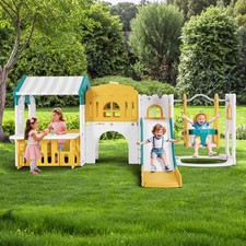 Toddler Slide Swing Playset with Playhouse Boy Girl Playground Outdoor Indoor
